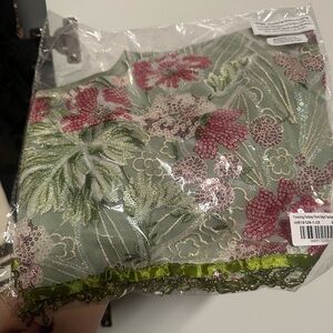 Fashion Nova Green and Pink Sequin Floral Top